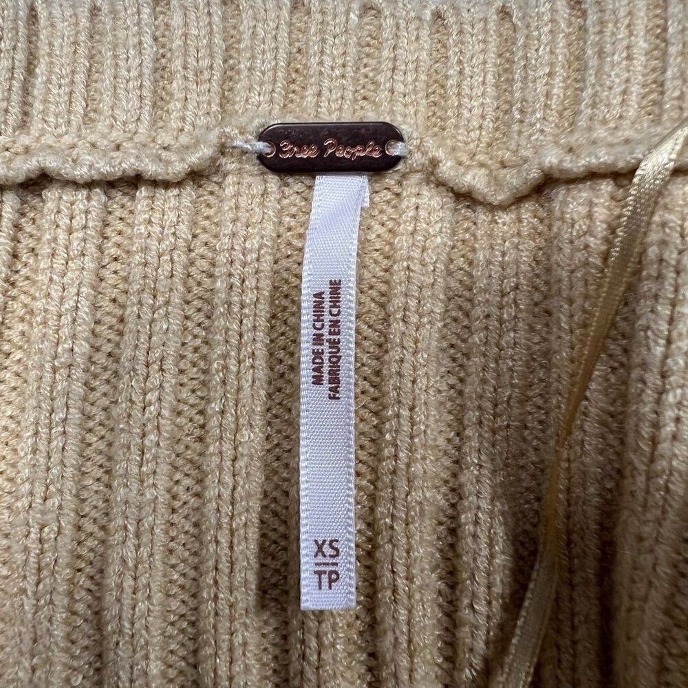 Free People Emmaline Balloon Sleeve Square Neck Sweater Mini Dress Yellow Sz XS - Picture 4 of 8